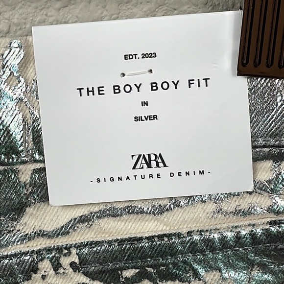 NWT Zara The Boy Boy Fit In Silver Jeans Metallic Blogger Favorite Sz 6 - Picture 16 of 16